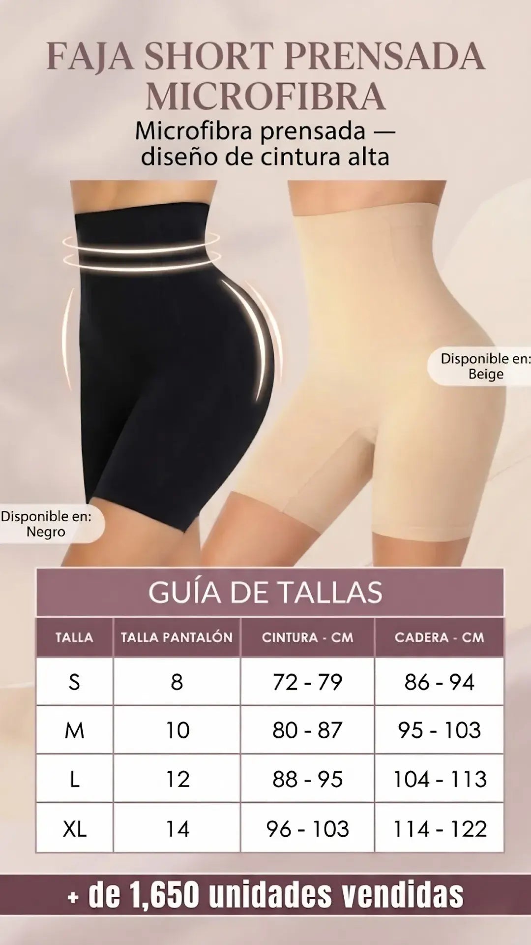 Faja Short Sin Costuras - Diseño Plano Bajo la Ropa + Regalo: Brasier Adhesivo