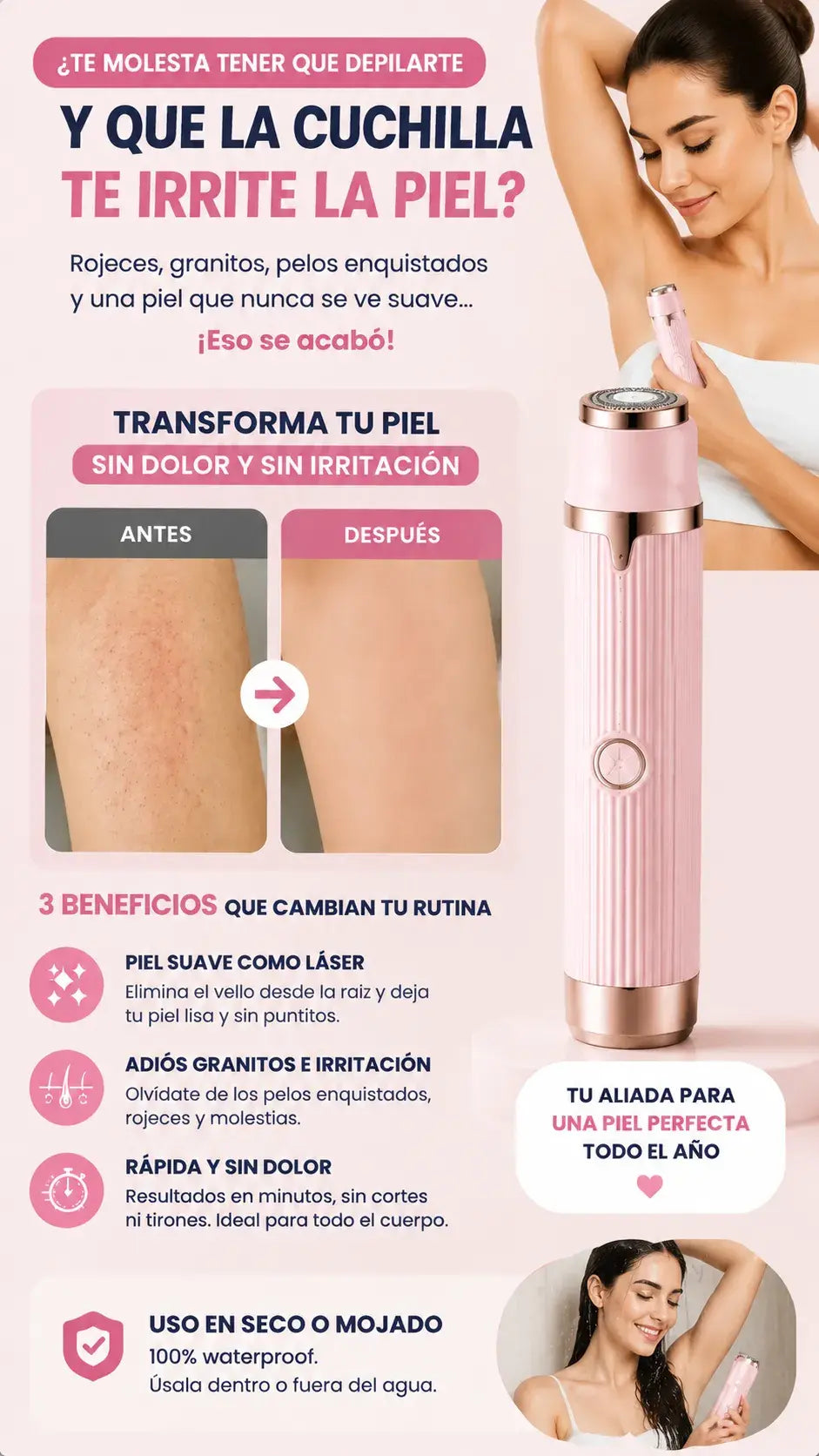 Depiladora 2 en 1 + Accesorios+ Resistencia al agua + Regalo incluido