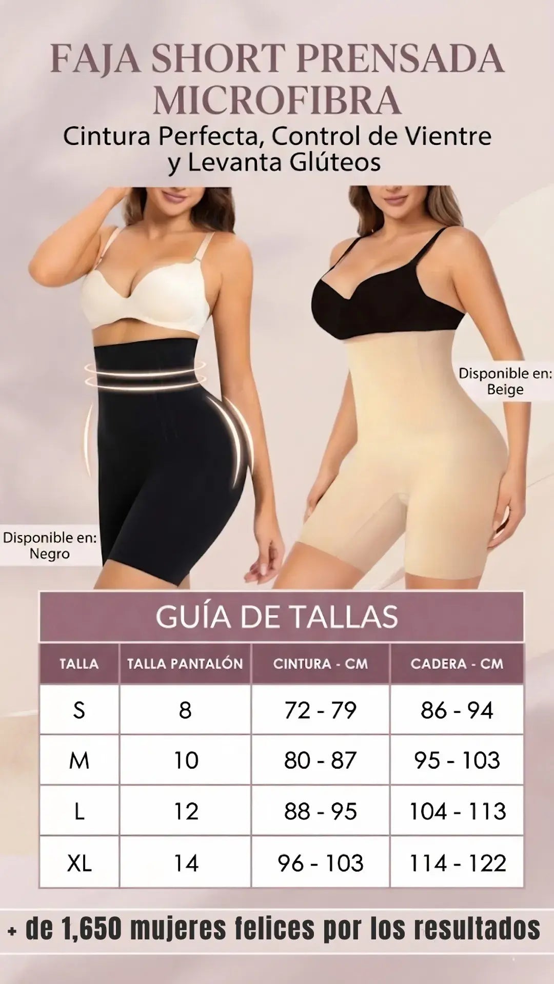 Faja Short de Alta Compresión -Silueta de Reloj de Arena + Regalo: Brasier Realce