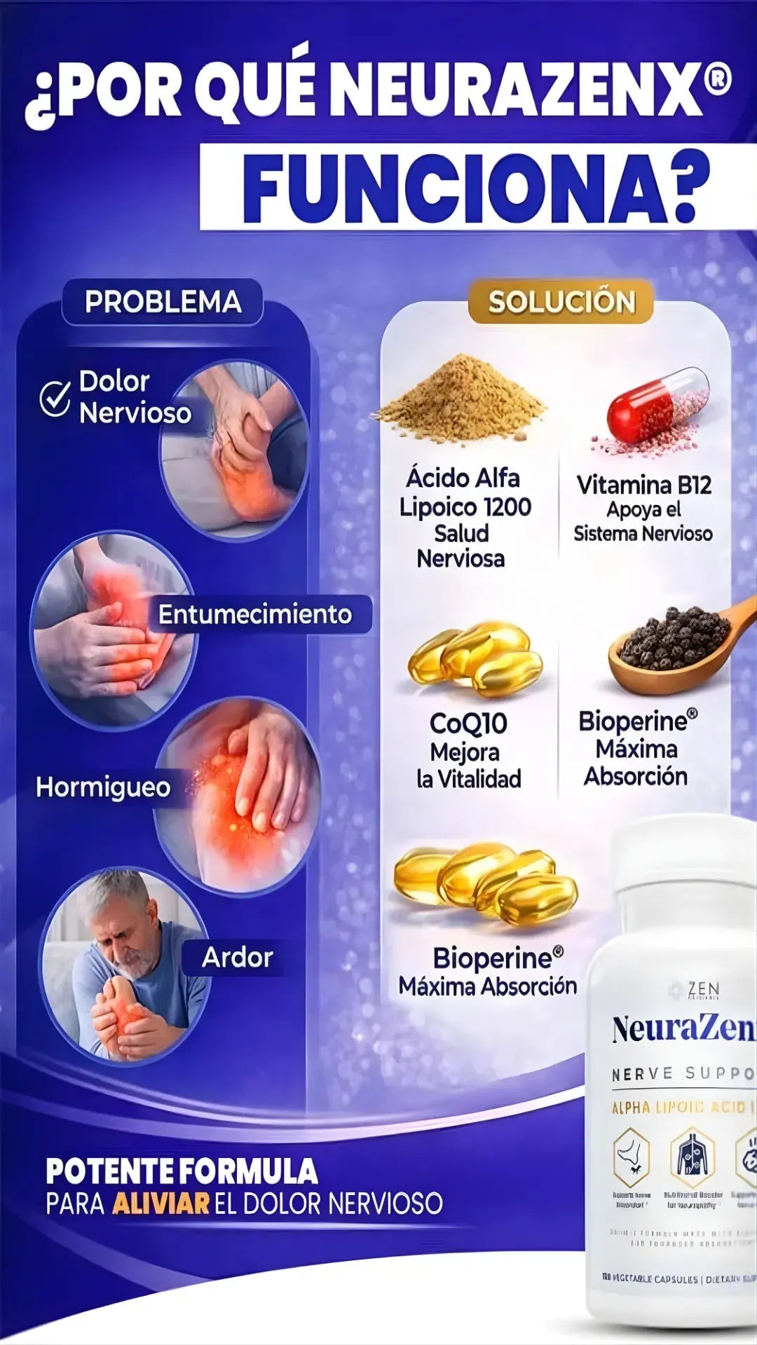 NeuraZenx® Original + Alivio de Hormigueo y Ardor - Calidad USA Certificada 1200