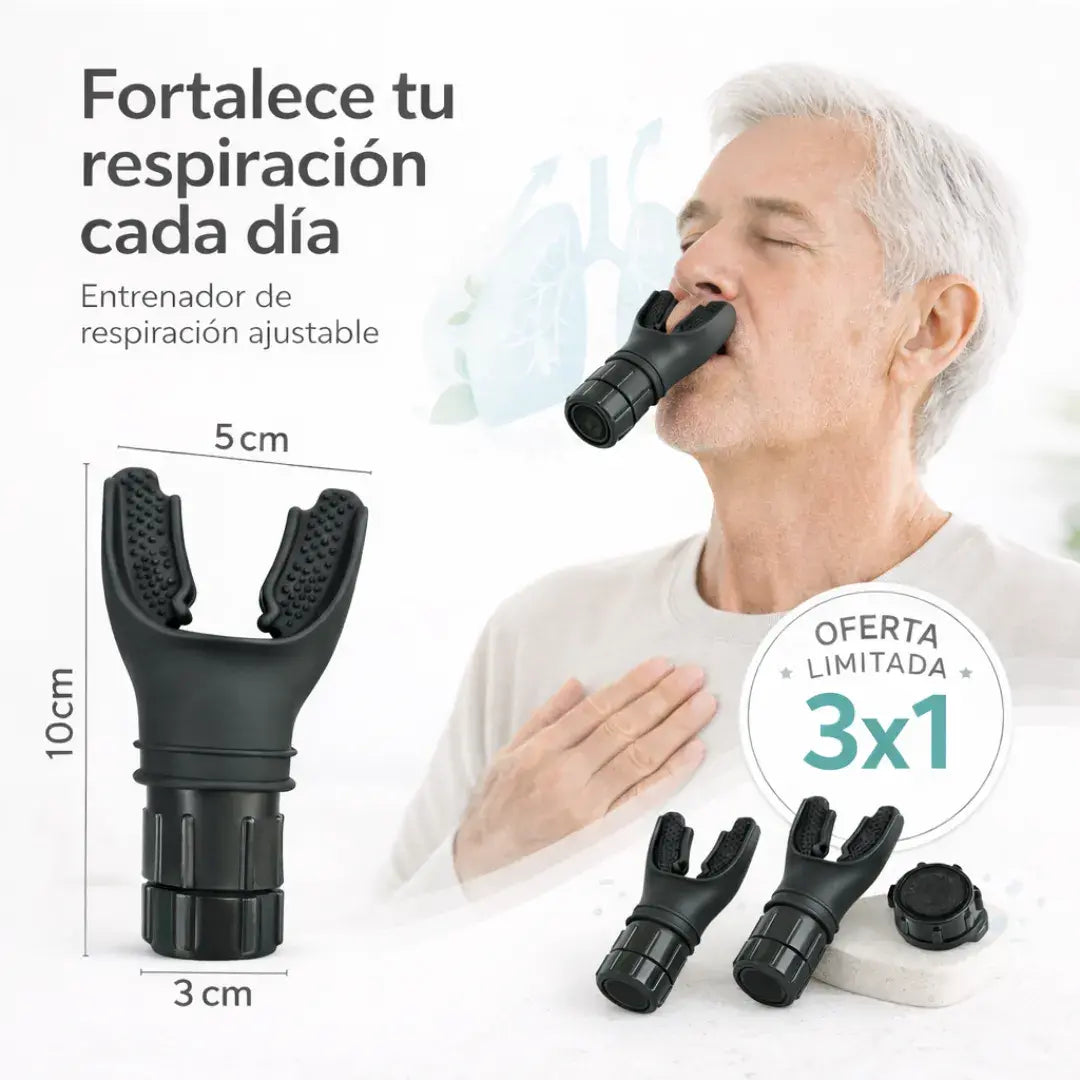 Entrenador pulmonar purificador + control de flujo de aire- respaldado científicamente