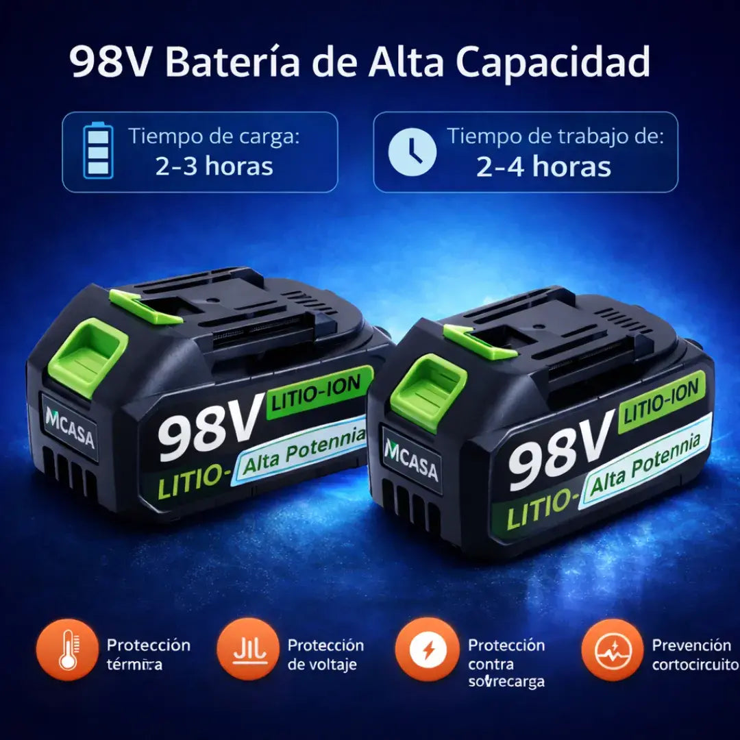 Llave de Impacto Industrial MSA 800 3 en 1 + 2 baterías de 98v + 24 accesorios + Maletín