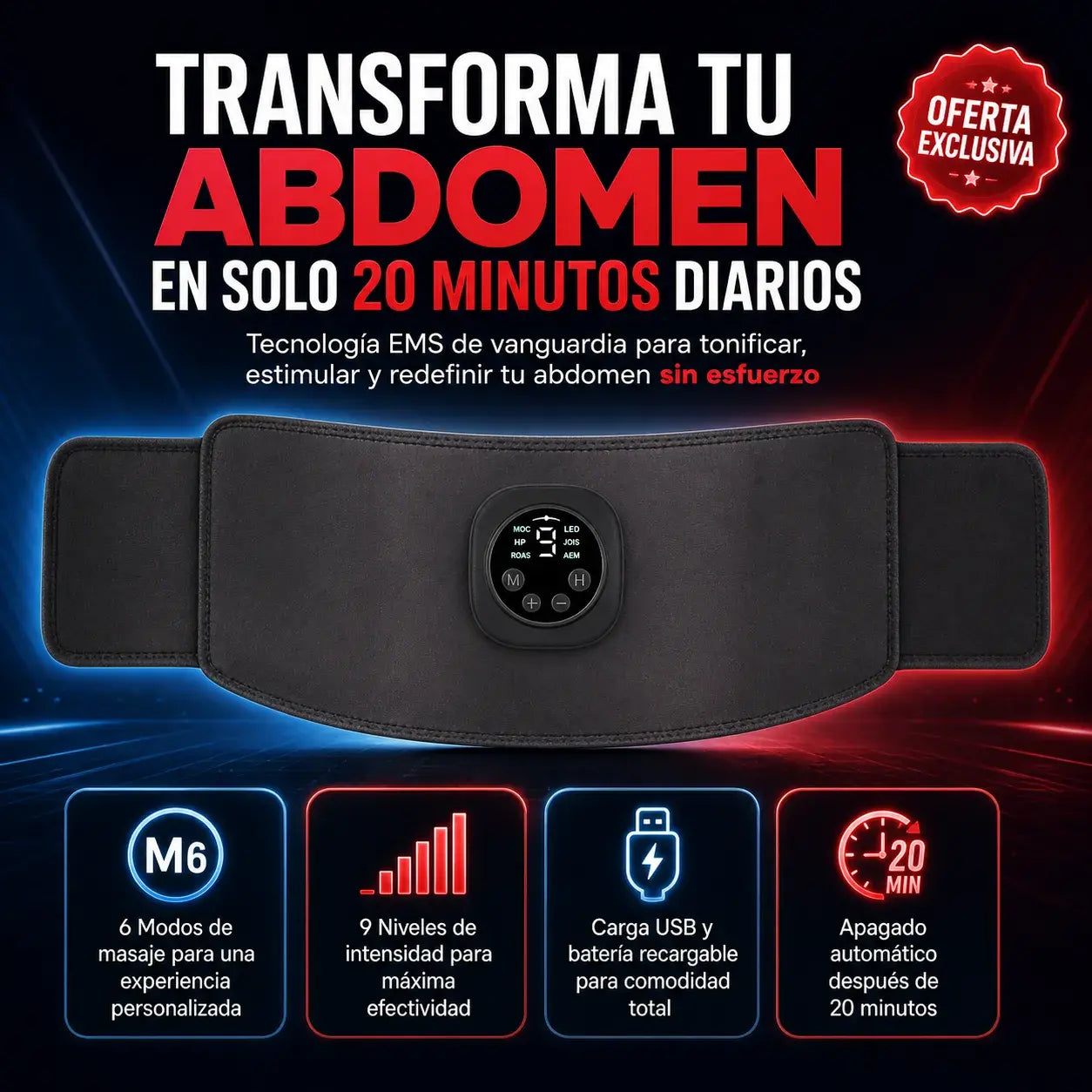 Cinturón NextGen Ultra + Tecnología NMES Pro + Diseño Ergonómico + Regalo Exclusivo Incluido