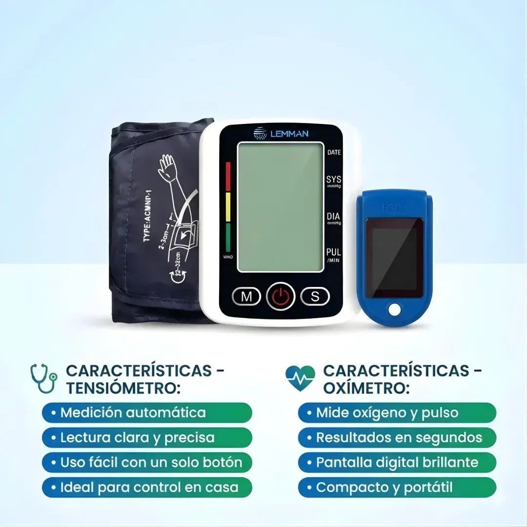 Combo salud inteligente + oxímetro digital + tensiómetro automático gratis