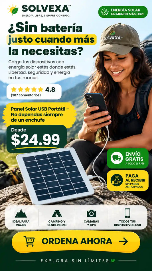 Panel Solar Usb Portatil Para Exteriores