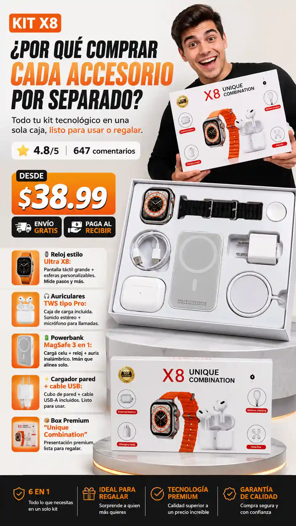 Combo Smartwatch X8 Ultra Aurispowerbank