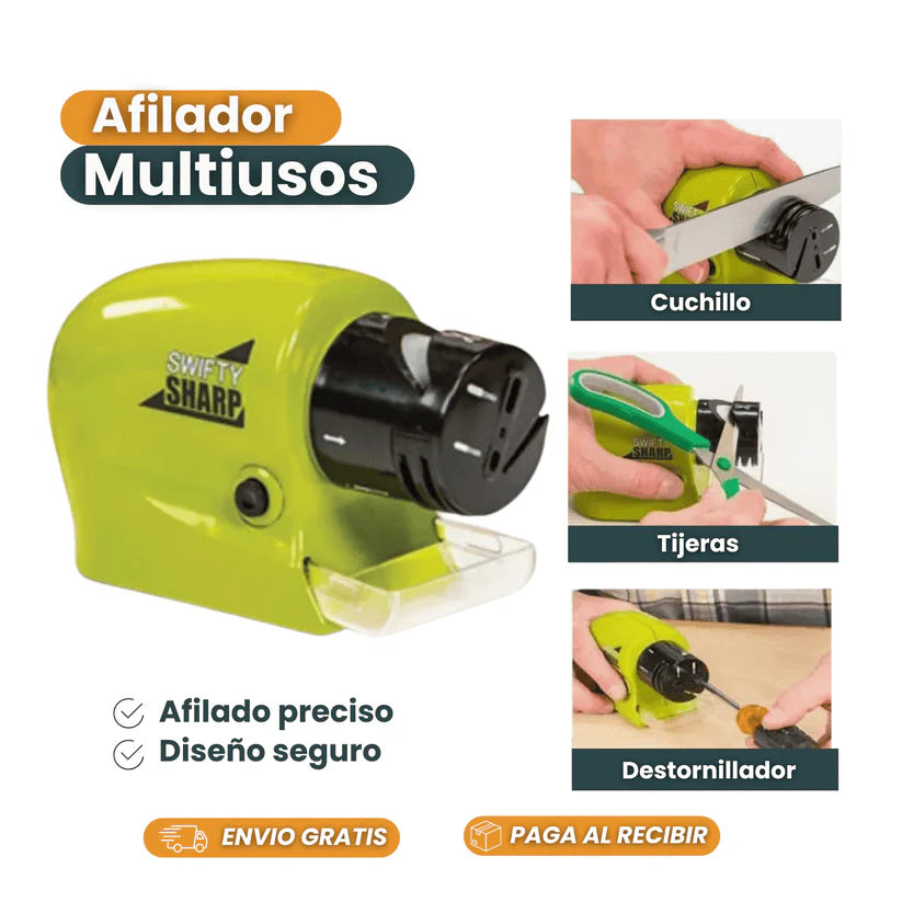 Afilador Eléctrico 4 en 1 Ultraliviano | Compacto y Multifunción para Cuchillos y Tijeras