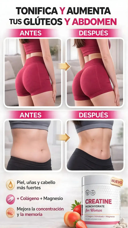 Creatina Old School + Colágeno y Magnesio + Glúteos y Abdomen + Enfoque Mental