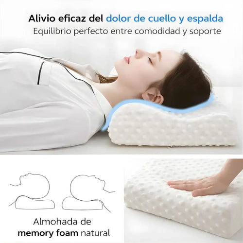 Almohada Memory Foam efecto nube - soporte cervical inteligente + anti-dolor -sueño reparador
