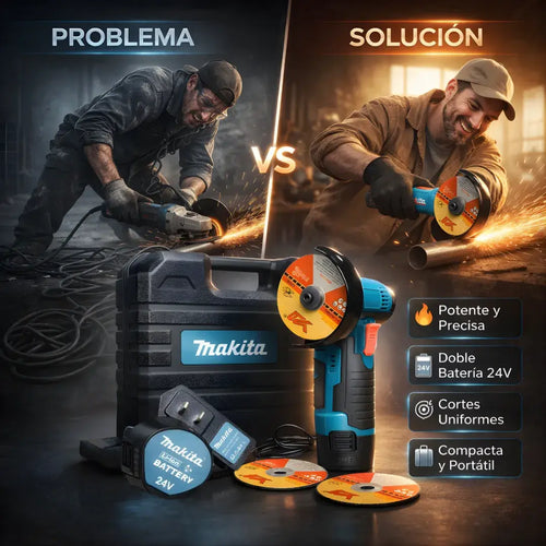 Mini Amoladora inalámbrica 24V Pro + doble batería + Maletin de alta duración + Doble disco