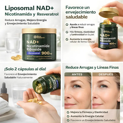 Fórmula NAD+ Liposomal + Resveratrol Antioxidante- Soporte Antiedad Total