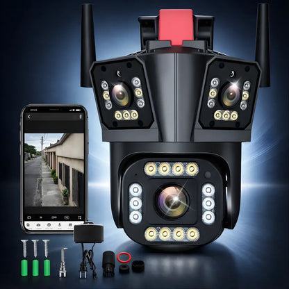 Cámara de Seguridad WiFi Pro 3 Lentes + visión nocturna HD + monitoreo remoto