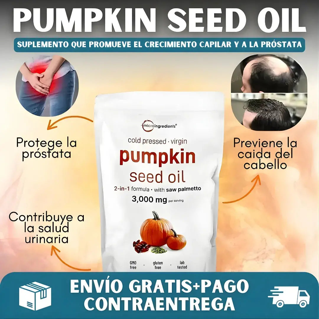 PUMPKIN SEED OIL® Promueve el crecimiento capilar y Alivia la próstata💊