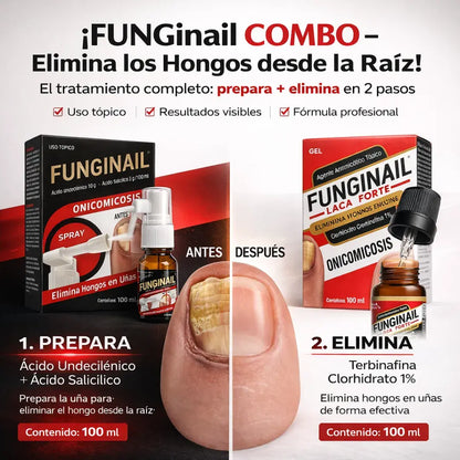 Combo avanzado Funginail - Laca + Spray Hongos - Doble Acción desde la Raíz