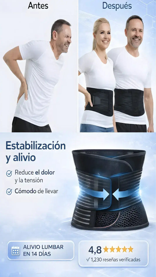 Anodyne ™- Soporte lumbar inteligente + ajuste elástico + estabilidad total