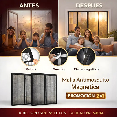 Cortina Magnética antimosquito + Tecnología de 18 Imanes Reforzados+ Kit de instalación