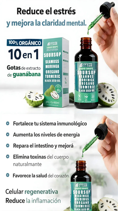 Gotas elixir de Guanábana 10-en-1  + 92 Minerales - Enfoque & Inmunidad