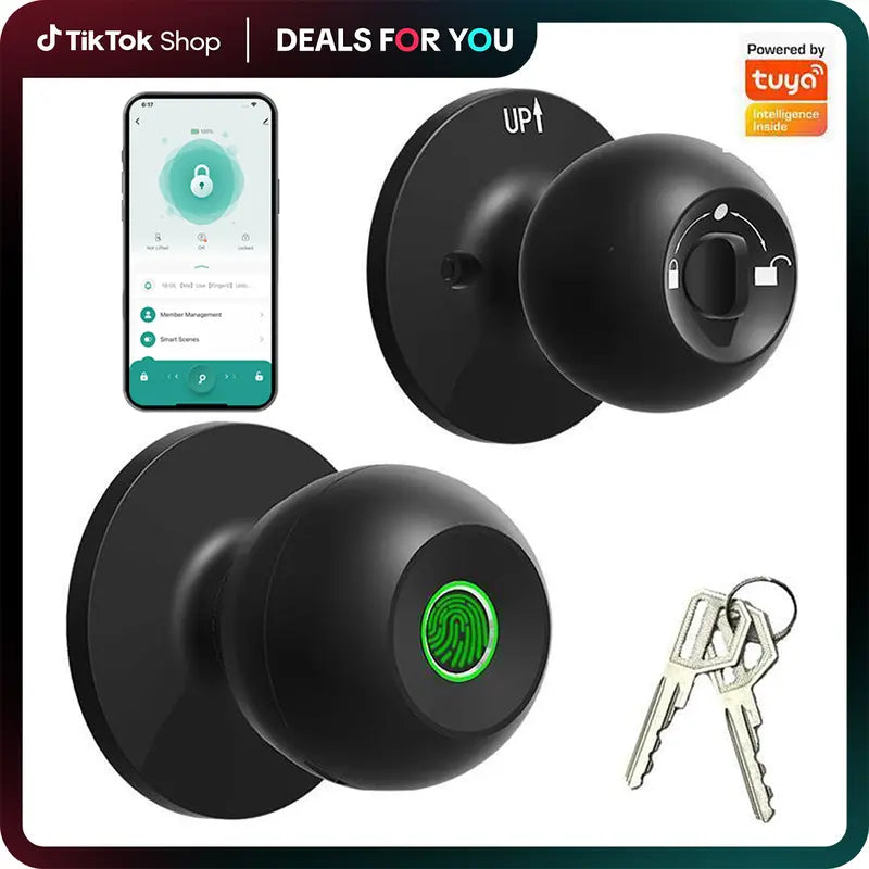 Cerradura biométrica 3 en 1 con desbloqueo rápido + control por app + llave mecánica