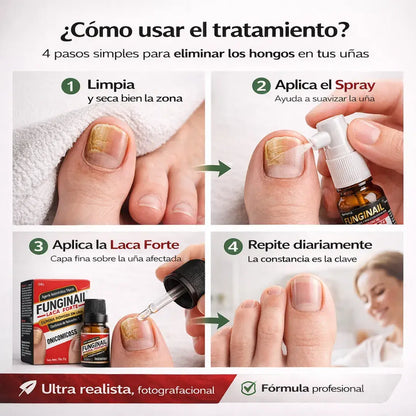 Combo avanzado Funginail - Laca + Spray Hongos - Doble Acción desde la Raíz