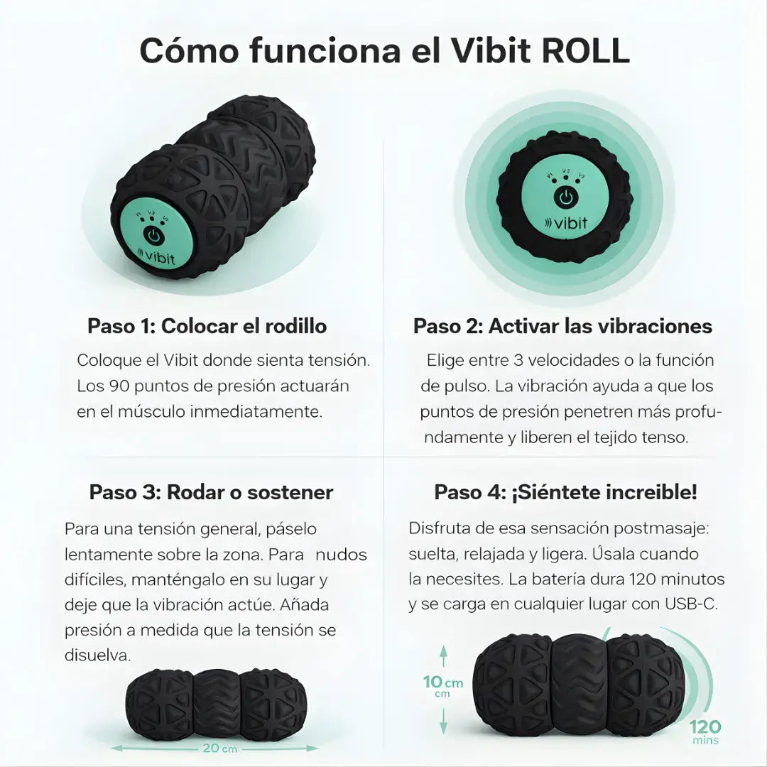 Rodillo terapéutico vibratorio profesional  - alivio muscular focalizado