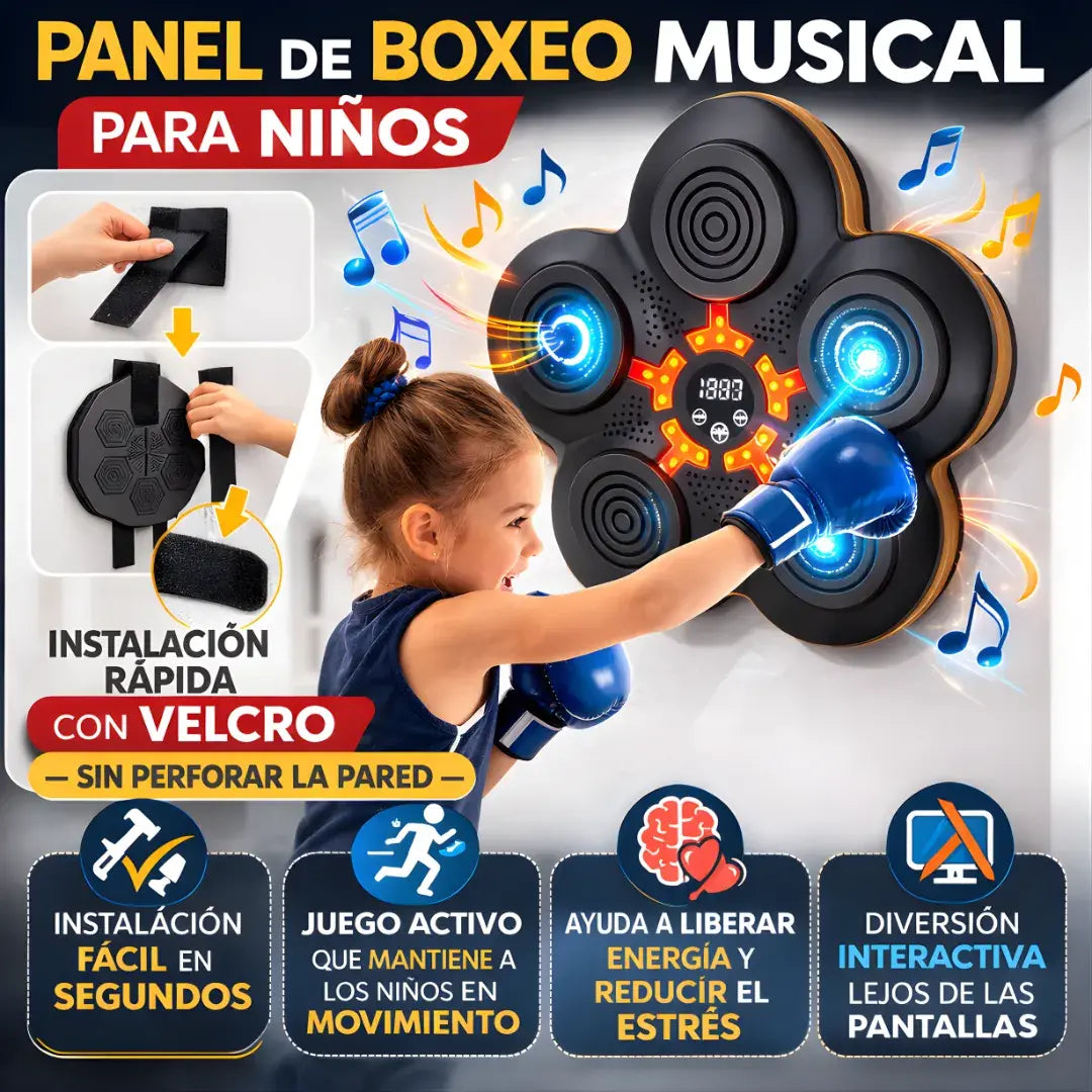 Panel LED de boxeo infantil + Bluetooh + Guantes+ accesorios de instalación - diversión activa