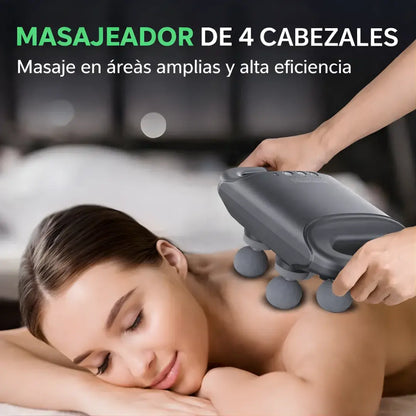 Masajeador profesional de alta potencia+ 4 cabezales inteligentes + 3 niveles de intensidad