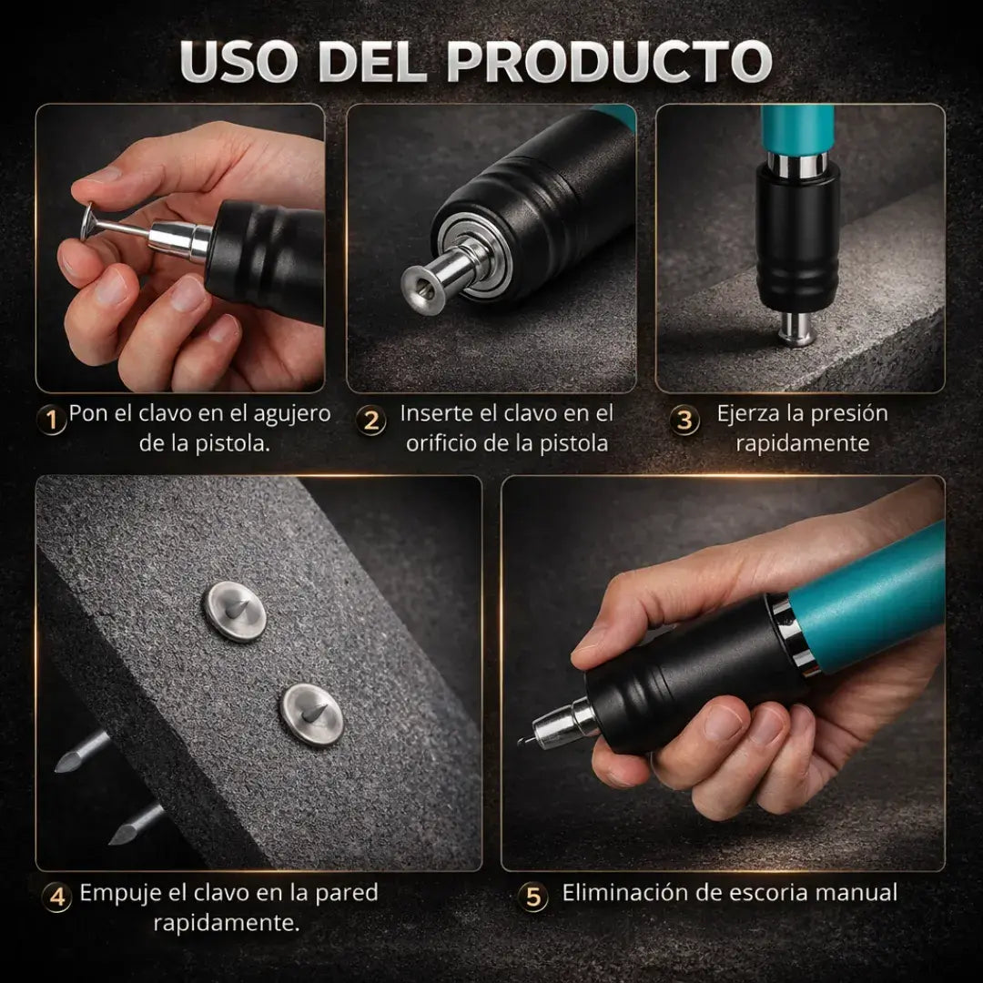 Pistola de clavos Pro-Impact + 5 Accesorios de Alto Rendimiento+ Maletin de alta durabilidad