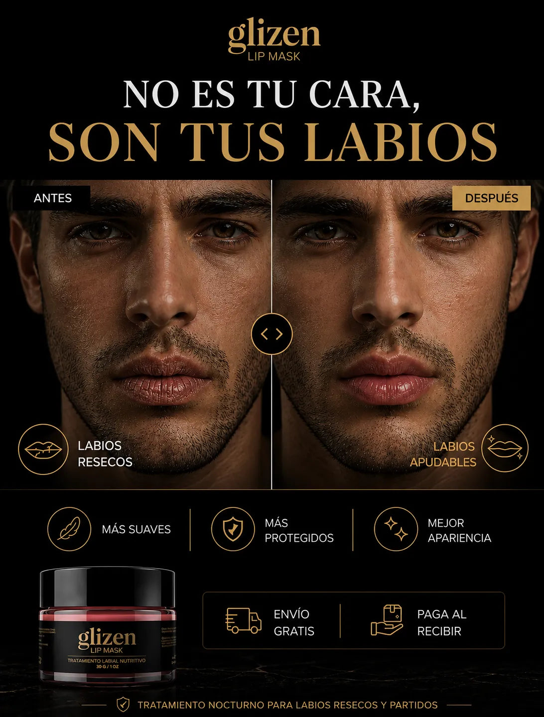 Lip Mask Tratamiento labial masculina -reparación profunda- hidratación 24H