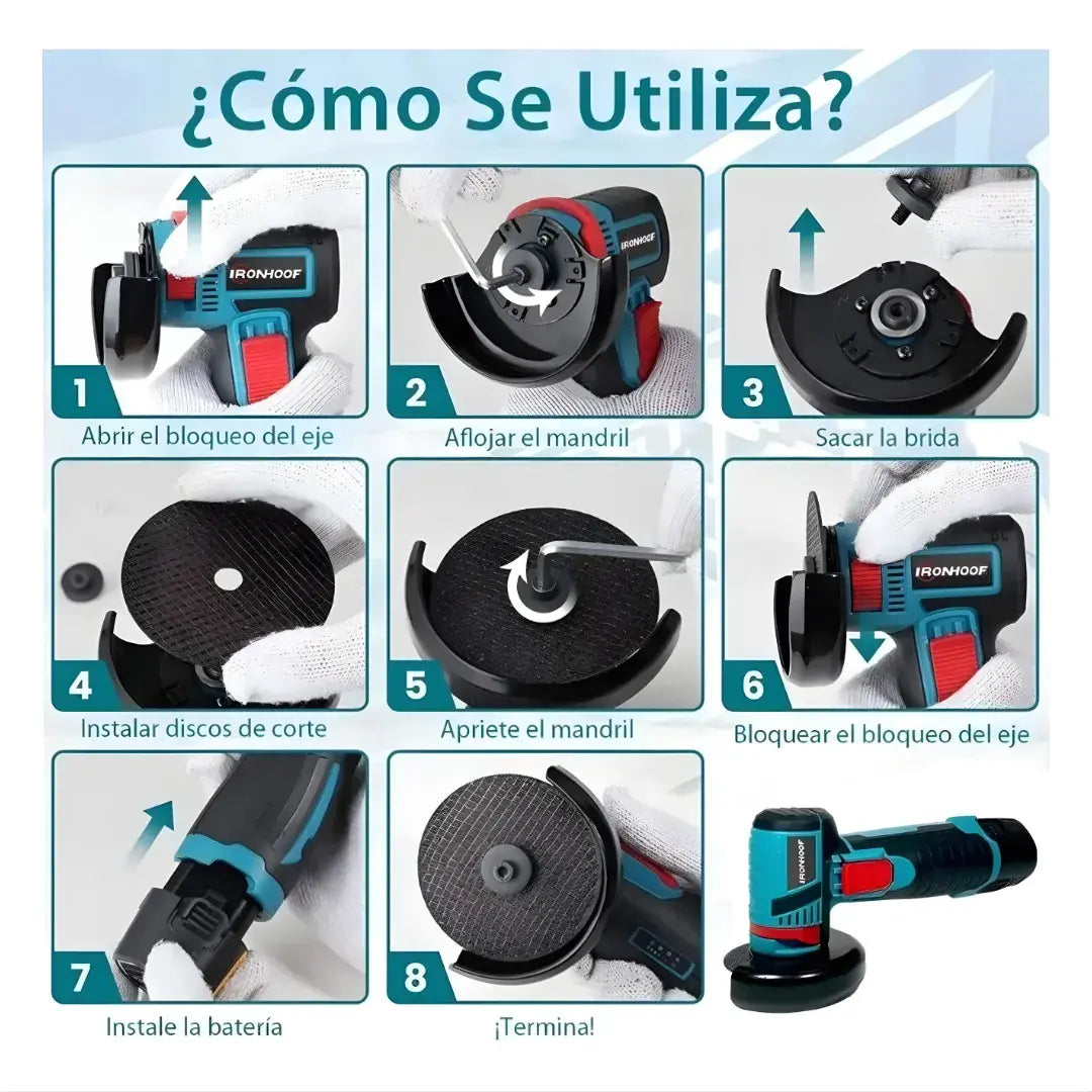 Mini Amoladora inalámbrica 24V Pro + doble batería + Maletin de alta duración + Doble disco
