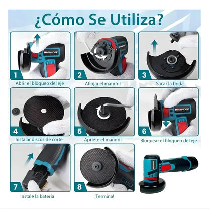 Mini Amoladora inalámbrica 24V Pro + doble batería + Maletin de alta duración + Doble disco