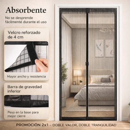Cortina Magnética antimosquito + Tecnología de 18 Imanes Reforzados+ Kit de instalación