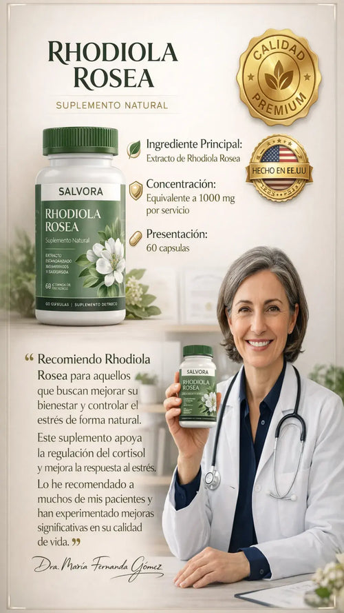 Rhodiola Rosea ®- Equilibrio de Cortisol + Energía Mental- Control de Ansiedad natural
