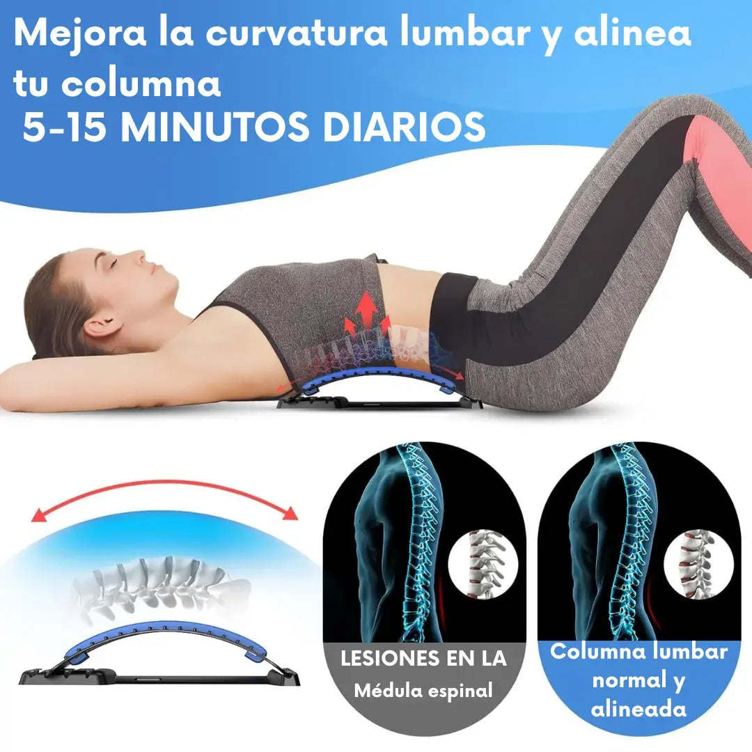 Camilla lumbar fisioterapéutica + puntos de acupresión + Ajuste progresivo