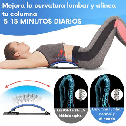 Camilla lumbar fisioterapéutica + puntos de acupresión + Ajuste progresivo