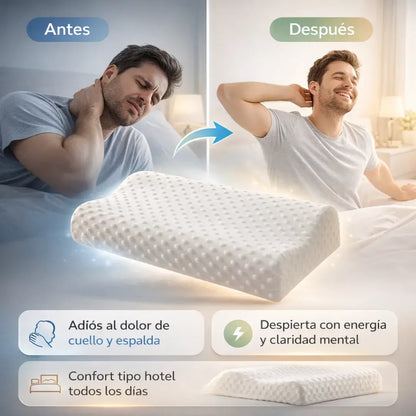Almohada Memory Foam efecto nube - soporte cervical inteligente + anti-dolor -sueño reparador