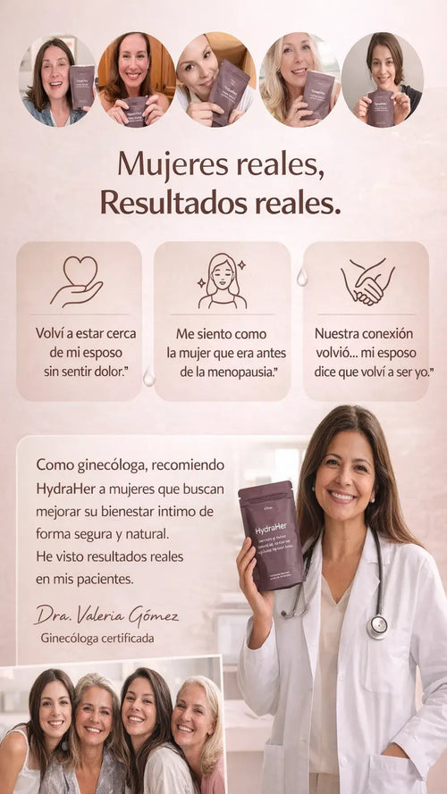 HydraHer -Suplemento de hidratación íntima con vitaminas -Alivio Post-Menopausia