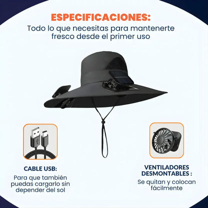 Sombrero Air Pro inteligente + carga solar + ventilación ajustable premium