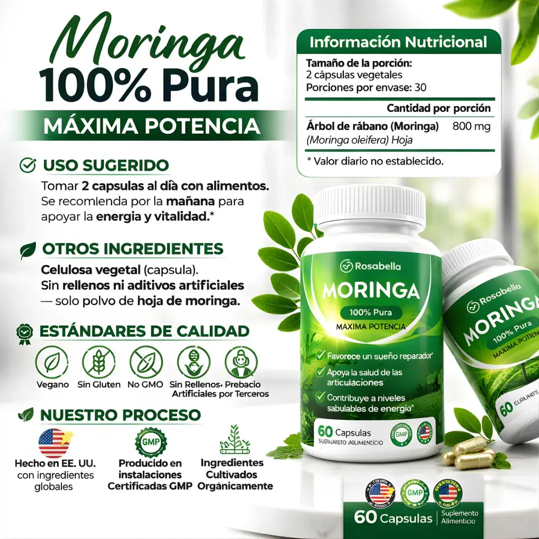 Moringa natural de alta pureza-Reduce el cortisol de forma natural-Oferta 2 x 1