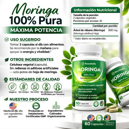 Moringa natural de alta pureza-Reduce el cortisol de forma natural-Oferta 2 x 1