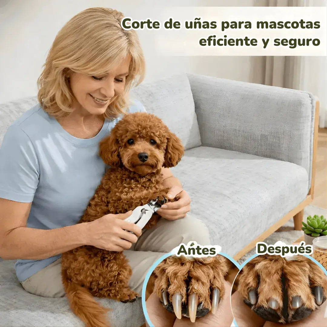 Cortauñas 2-en-1 especial para mascotas + luz LED de precisión + limado silencioso