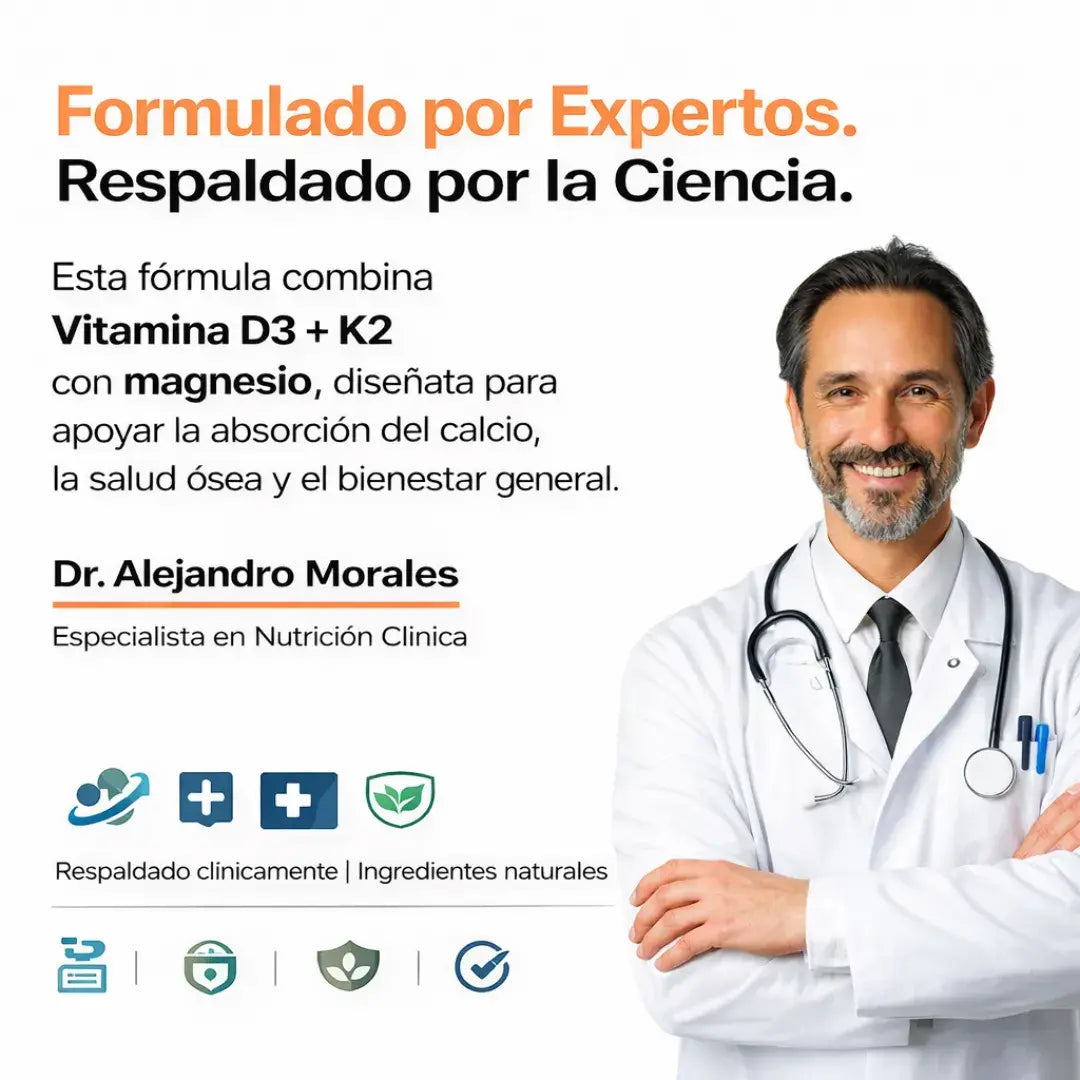 Vitamina D3 + K2 fórmula avanzada + magnesio activador- Soporte óseo y energía