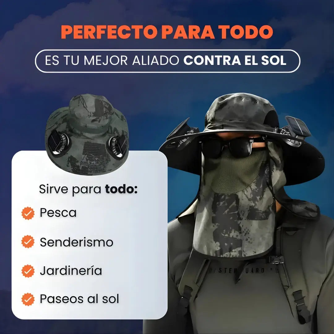 Sombrero Air Pro inteligente + carga solar + ventilación ajustable premium