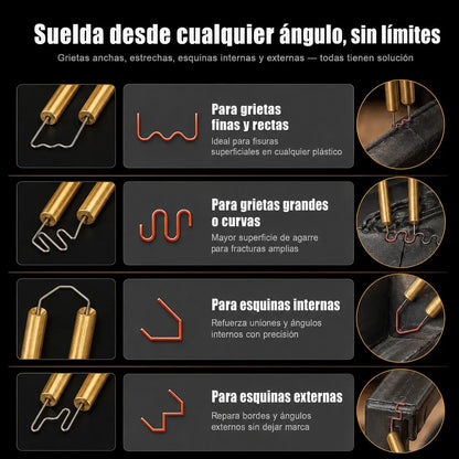 Kit de soldadura profesional para plásticos + 200 grapas + alicate + cutter + estuche