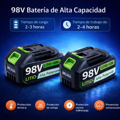 Llave de Impacto Industrial MSA 800 3 en 1 + 2 baterías de 98v + 24 accesorios + Maletín