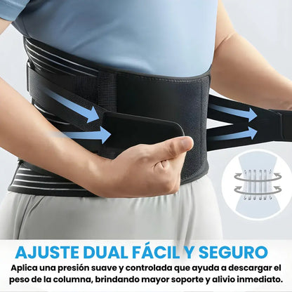 Soporte lumbar ortopédico premium + 5 placas de acero + compresión ajustable 360°