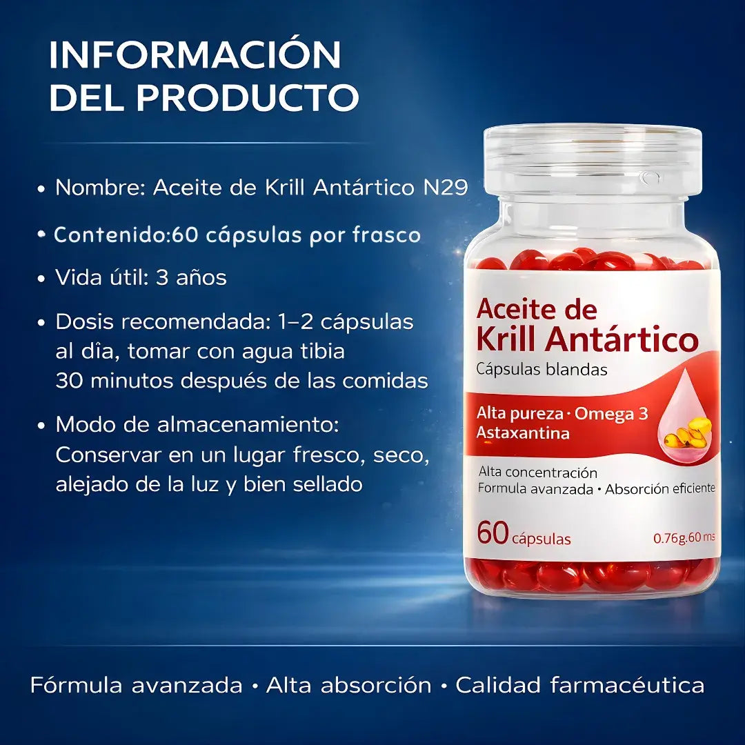 Aceite de Krill Antártico Ultra -Omega 3 de alta absorción -confort corporal