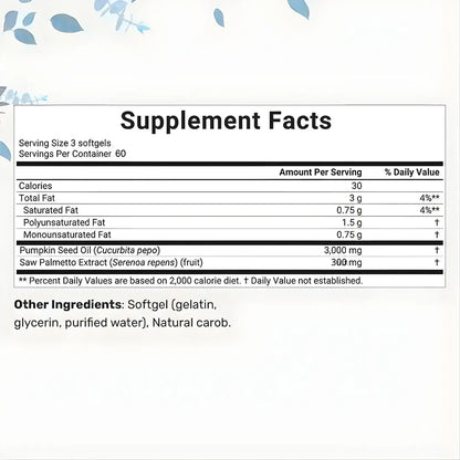 PUMPKIN SEED OIL® Promueve el crecimiento capilar y Alivia la próstata💊