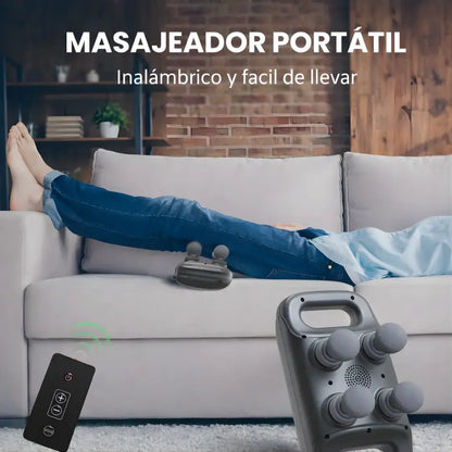 Masajeador profesional de alta potencia+ 4 cabezales inteligentes + 3 niveles de intensidad