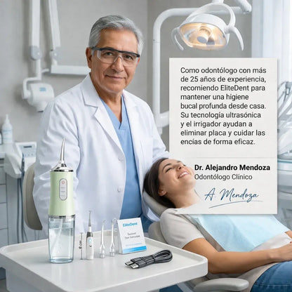 Combo EliteDent - Cepillo Ultrasónico 3 en 1 + Hirrigador dental + accesorios -Limpieza total