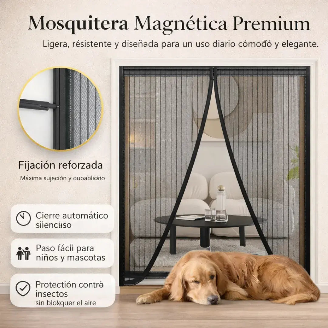 Cortina Magnética antimosquito + Tecnología de 18 Imanes Reforzados+ Kit de instalación